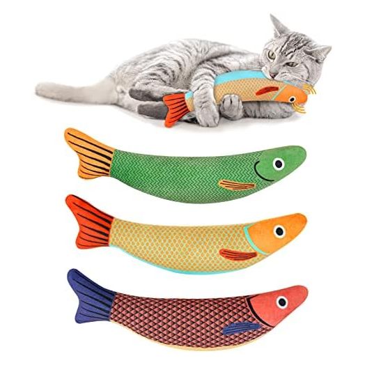 Catnip Toy, 3PCS Cat Chew Toys, Bite Resistant Catnip Toys with Bell Inside, Plush Cartoon Kitten Teething Interactive Toy for Cats