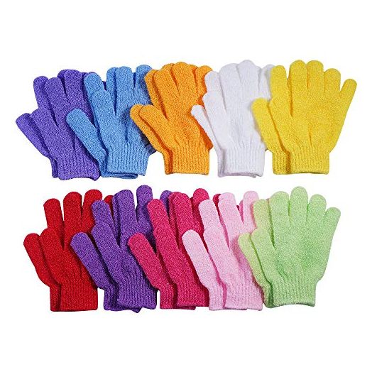 CVNDKN Exfoliating Bath Gloves, 100% Nylon, Double Sided (10 Pairs)