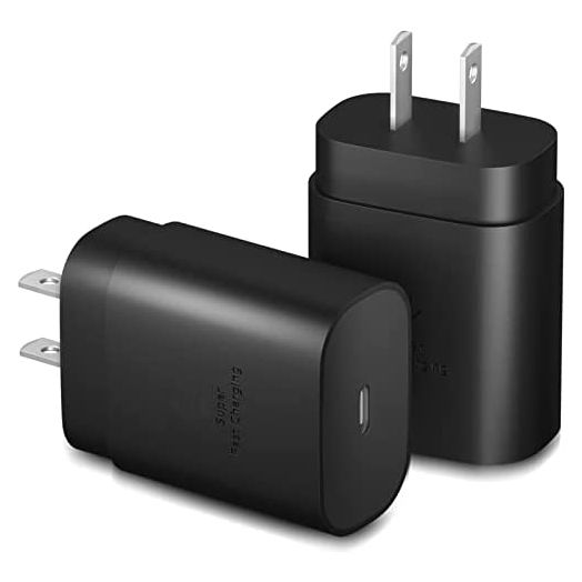 USB C Wall Charger, 2-Pack 25W Type C Fast Charger Block for Samsung Galaxy S22/S22+/S22 Ultra/S21/S20/S21 Ultra, S10/S10+, Galaxy Note 20/20 Ultra/10/10+, iPhone 12/12 Mini/12 Pro Max and More(Black)