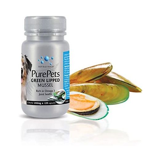 PurePets New Zealand Green Lipped Mussel Capsules for Dogs and Cats - 200mg x 120 Capsules - for Hip & Joint Support - 100% Natural Arthritis Pain Relief - Mobility Supplement Inflammation Management