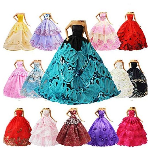 ZITA ELEMENT Lot 5 Handmade Fashion Party Dress Outfit for 11.5 Inch Girl Doll Clothes Xmas Gift- Random Style.