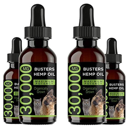 K2xLabs |30,000 MG 4-Pack| 4-Month Supply, Busters Organic Hemp Oil for Dogs & Cats - Max Potency - Made in USA - Omega Rich 3, 6 & 9 - Hip & Joint Health, Calming