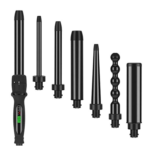 PARWIN PRO BEAUTY 7 in 1 Curling Iron Wand Set, Dual Voltage with LCD