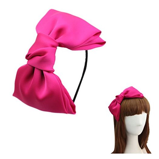 Women 8" Super Big Bows Hairstyle Hair Hoop Silky Fabric Hair Bows HeadBand for Girls Teens (Hot Pink)