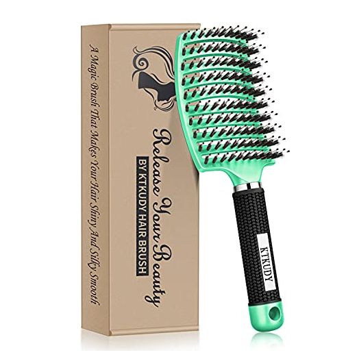 KTKUDY Detangling Brush Boar Bristles Hair Brush Make Hair Shiny & Healthier Curved and Vented Detangler Brush
