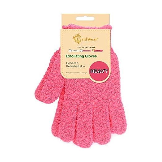 Evridwear Exfoliating Shower Gloves, 100% Nylon Bathing Gloves with Hang Loop