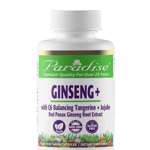 Paradise Herbs Ginseng+ with Qi Balancing Tangerine + Jujube Red Panax Ginseng Root Extract - 60 Vegetarian Capsules