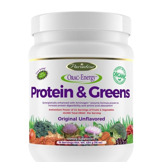 Paradise Herbs ORAC-Energy Protein & Greens Powder, Unflavored - 16 oz (454 Grams)