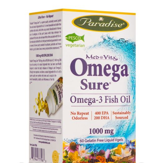 Paradise Herbs Omega Sure Fish Oil - 60 Pesco Vegetarian Capsules