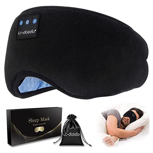 TOPOINT Bluetooth Sleep Eye Mask Wireless Headphones, Sleeping Eye Cover Travel Music Headsets with Microphone Handsfree, Sleep Headphones for Side Sleepers Gift for Men Women