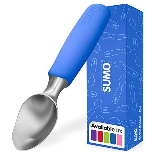 SUMO Ice Cream Scoop, Heavy Duty Stainless Steel Scooper, Comfortable Handle, Dishwasher Safe (Blue)