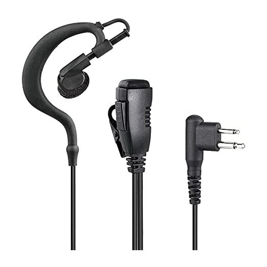 Walkie Talkie Earpiece Compatible with Motorola Single Wire Headphone Mic Earhook Headsets 2.5mm+3.5mm 2-Pin Two Way Radio Earpiece with PTT