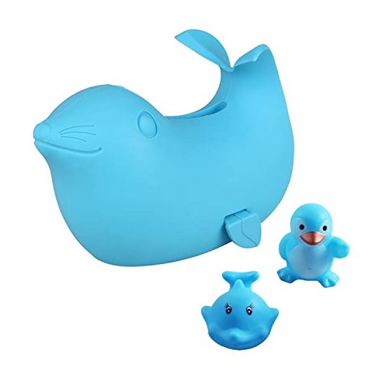 Bath Spout Cover - Tub Faucet Cover Baby - Bathtub Faucet Cover for Kids - Kids Bathroom Accessories Tub Faucet Protector for Baby - Soft Silicone Spout Cover Blue Sea Lions
