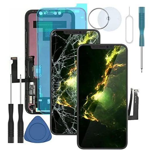 for iPhone 10R XR 6.1 Inch Retina HD LCD Display Digitizer Touch Screen Replacement Full Complete Frame Assembly with Repair Tools Waterproof Adhesive in Black