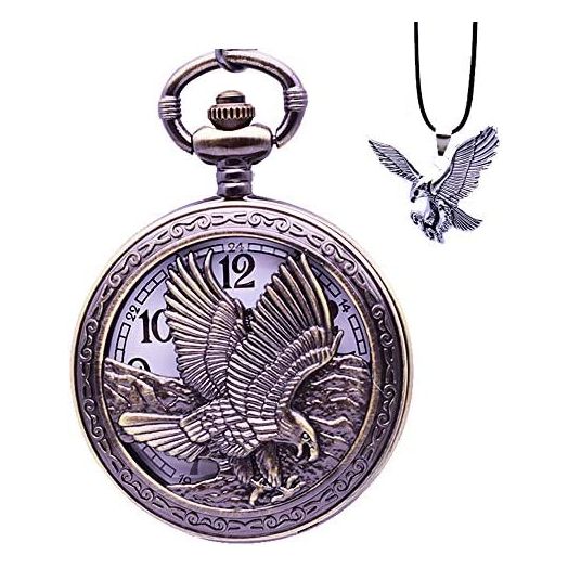 Udaney Eagle Gift Pocket Watch with Chain Vintage Quartz Half Hunter American 2022 Fashion