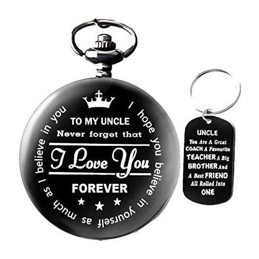 Udaney to My Uncle Pocket Watch Black Watch Gifts for Uncle from Nephew Niece