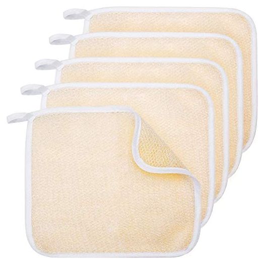 Tatuo Exfoliang Face and Body Wash Cloths Towel Soft Weave Bath Cloth Exfoliating Scrub Cloth Massage (5 Pack)