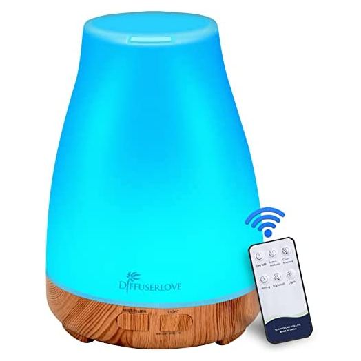300ML Diffuser Essential Oil Diffuser Remote Control Aromatherapy Diffuser Mist Humidifiers with 7 Color LED Lights and Waterless Auto Shut-Off for Bedroom Office House Kitchen Yoga