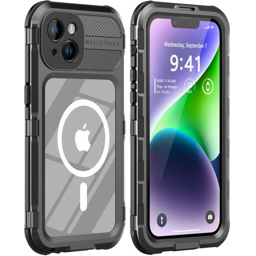 Design for iPhone 14 Pro Case Waterproof, Dustproof Shockproof Waterproof Case for iPhone 14 Pro, Metal Full Body Protective Phone Case for iPhone 14 Pro 6.1 inch Black