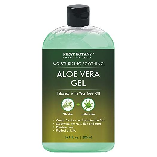 Aloe vera gel from 100 percent Pure Aloe Infused with Tea Tree Oil - Natural Raw Moisturizer for Hand Sanitizing Gel, Skin Care, Hair Care, Sunburn, Acne & Eczema -16.9 fl oz | 500 ml
