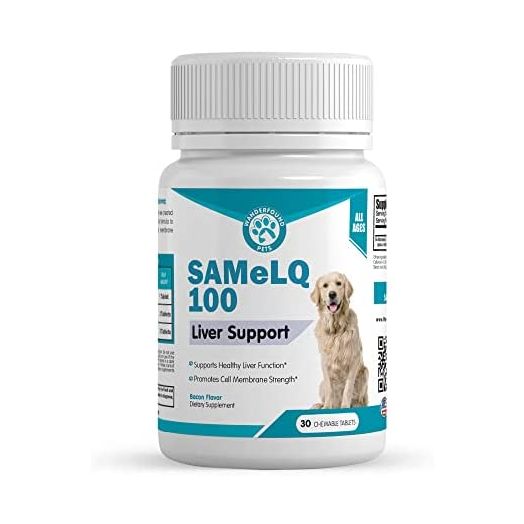SAMeLQ 100, Liver Support for Dogs, SAM e Chewable Hepatic Support for Dogs, Promotes Cell Membrane Strength, Bacon Flavor (30 Count)