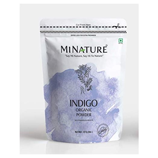 mi nature Indigo Powder 100% Pure Natural Organically Grown Indigo Powder- For HAIR (227g / (1/2 lb) / 8 ounces)