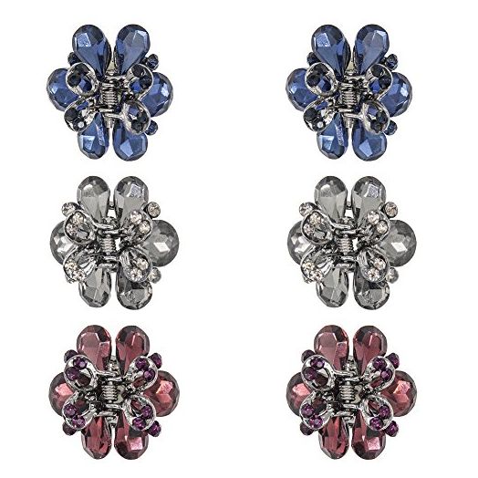 Carede 1.2 inch Rhinestone Butterfly Claw Hair Clips Hair Clamp (Pack of 6)
