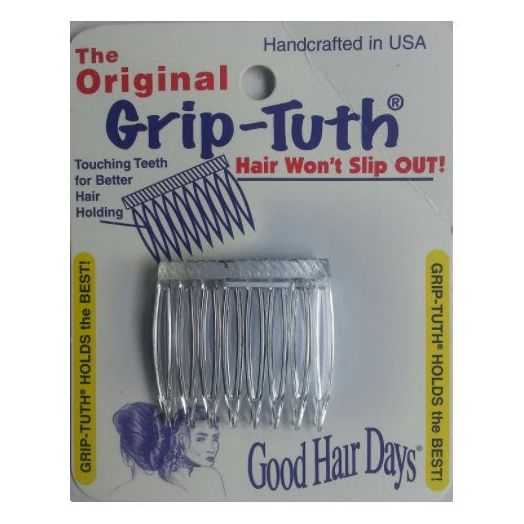 Good Hair Days Grip Tuth Hair Combs 40072 Set of 2, Clear 1 1/2" Wide Combs