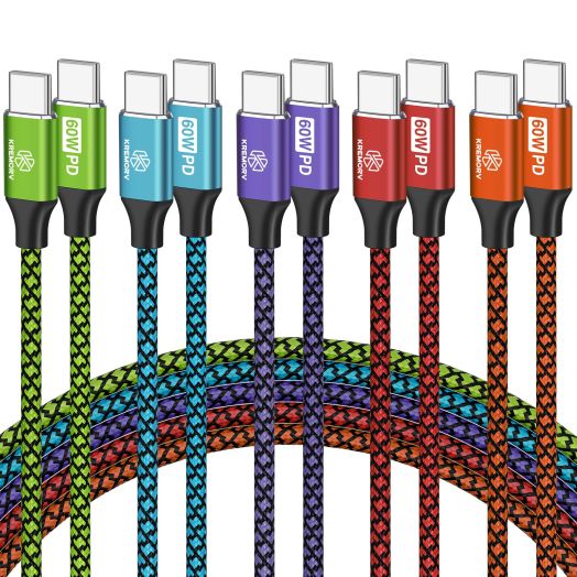 USB C Charger Cable,USB C to USB C Charging Cable 5 Pack 6ft Nylon Braided 60W Type C Charging Cable Fast Charging Cord for iPhone 15 15Pro 15Plus 15Pro Max Samsung Galaxy S20 21 22 23
