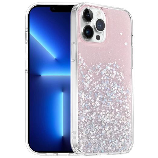 Designed for iPhone 13 Pro Max Case Glitter - Sparkly Protective Phone Case for iPhone 13 Pro Max 6.7 Inch - Clear/Silver [Provence Sunset]