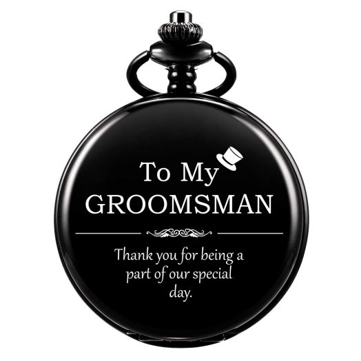 SIBOSUN Groomsman for Wedding or Proposal - Engraved to My Groomsmen Pocket Watch - Personalized for Best Man Pocket Watches Black