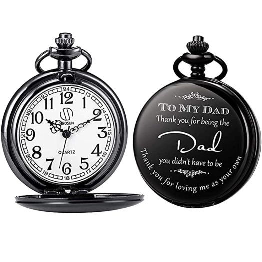 Dad Gift Pocket Watch for Father in Law, Stepdad Thank You for Loving Me As Your Own Quartz Pocket Watch for Father's Day Gift