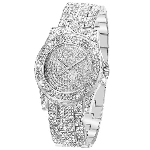 oyeaho Iced Out Bling Watch for Women - Shining Luxury Ladies Watch with Quartz Movement - Stainless Steel Wristwatch Full Diamonds - Crystal Rhinestone Diamond Watches for Women