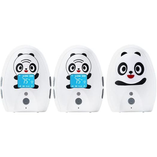 TimeFlys Audio Baby Monitor Twin Mustang Panda,Two-Way Talk,Long Range up to 1000 ft, Rechargeable Battery,Temperature Monitoring and Warning,Lullabies,Vibration,LCD Display,Night Light