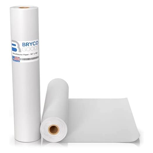 White Kraft Butcher Paper Roll - 18 Inch x 100 Foot White Paper Roll for Wrapping and Smoking Meat, BBQ Paper for the Perfect Brisket Crust - Durable, Uncoated and Unwaxed Food Grade Sublimation Paper
