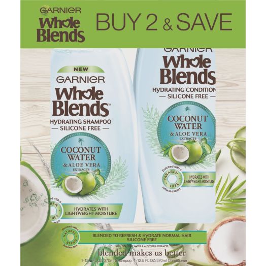 Garnier Whole Blends Hydrating Shampoo with Coconut Water, 12.5 fl oz