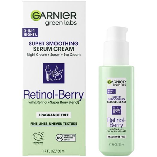 Garnier Green Labs Retinol-Berry Smoothing Night 3-in-1 Serum Cream, 1.7 fl. oz.