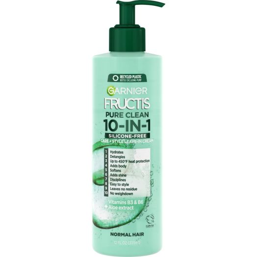 Garnier Fructis Pure Clean 10-in-1 Care and Styling Leave In Cream, 12 fl oz