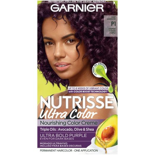 Garnier Nutrisse Ultra Color Nourishing Bold Permanent Hair Creme, P1 Deepest Intense Purple, 1 Kit