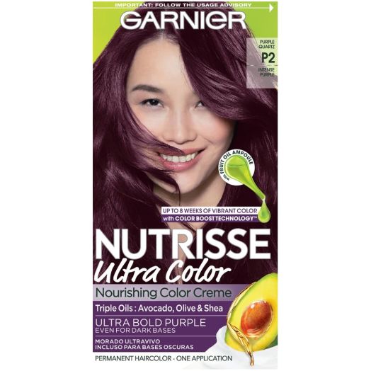 Garnier Nutrisse Ultra Color Nourishing Bold Permanent Hair Creme, P2 Intense Purple, 1 Kit