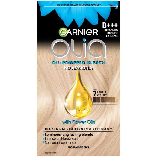 Garnier Olia Oil Powered Ammonia Free Hair Bleach Kit, B+++ Bleached Blonde Extreme, 1 Kit