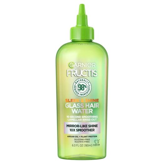 Garnier Fructis Sleek & Shine Glass Hair Water 10 Second Liquid Rinse Out, 98 Percent Naturally Derived Lamellar, for Shiny Hair (Packaging May Vary)