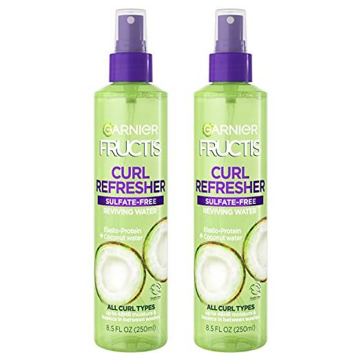 Garnier Fructis Curl Refreshing Reviving Water Spray, Sulfate Free, with Elasto-Protein and Coconut Water, for All Curl Types, 17. fl oz