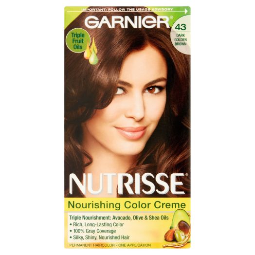 Garnier Nutrisse Nourishing Color Creme Hair Color, 43 Dark Golden Brown (Cocoa Bean)