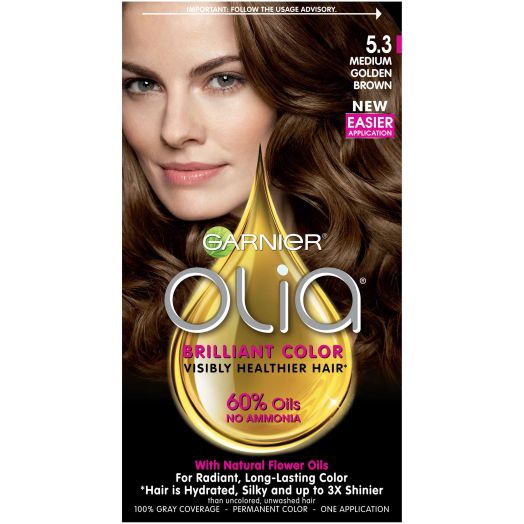Garnier Olia Oil Powered Permanent Hair Color, 5.3 Medium Golden Brown, 1 Kit