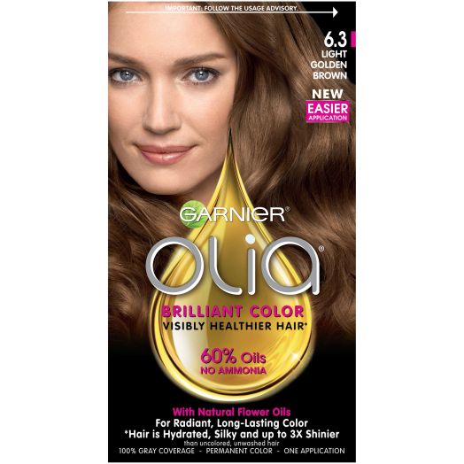 Garnier Olia Oil Powered Permanent Hair Color, 6.3 Light Golden Brown, 1 Kit