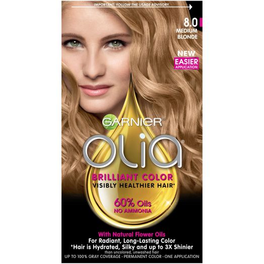 Garnier Olia Oil Powered Permanent Hair Color, 8.0 Medium Blonde, 1 Kit
