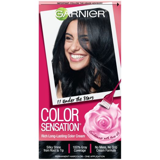 Garnier Color Sensation Hair Cream, 1.1 Under the Stars (Natural Blue Black), 1 Kit