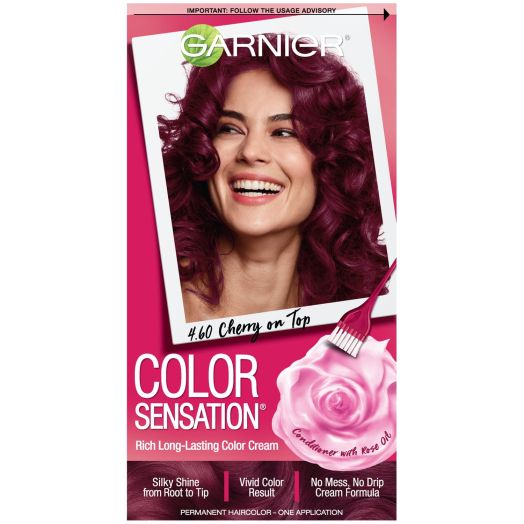 Garnier Color Sensation Hair Cream, 4.60 Cherry On Top (Dark Intense Auburn), 1 Kit