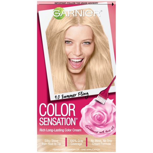 Garnier Sensation Hair Color Cream, 9.0 Summer Fling (Light Natural Blonde), 1 Kit
